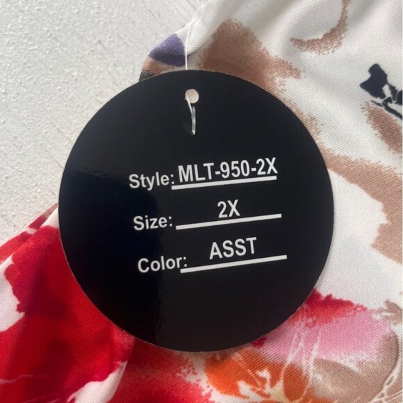 Rene Ricci Floral Print Short Sleeve Shirt Womens 2X Multi Color New - Picture 10 of 11